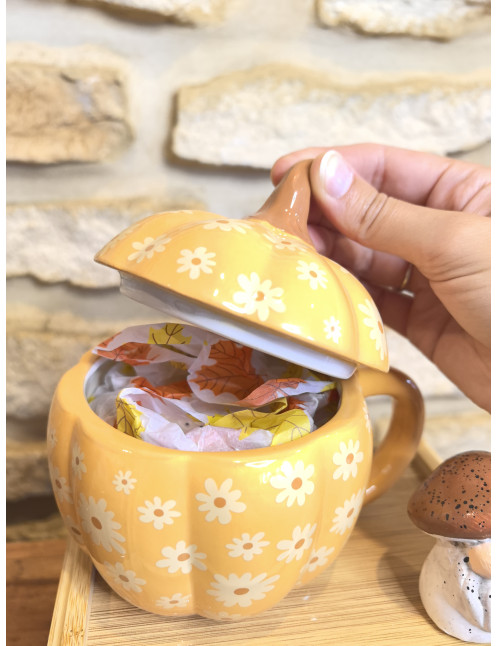 Tasse citrouille fleurie - avec fondants parfumés