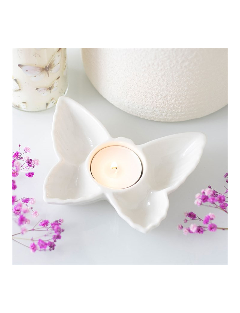 Porte bougie - Papillon blanc