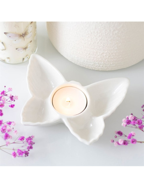 Porte bougie - Papillon blanc