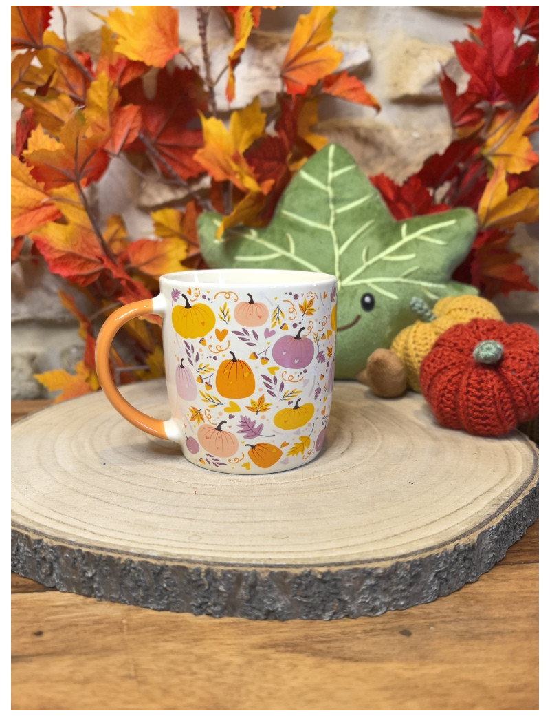 Tasse motif Citrouille rose et orange