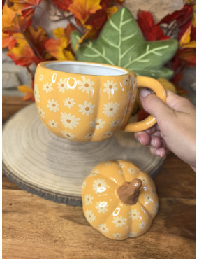 Tasse citrouille fleurie - avec fondants parfumés