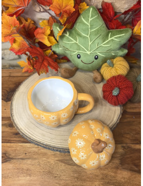 Tasse citrouille fleurie - avec fondants parfumés