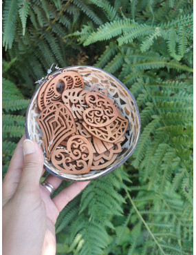 Boucle d'oreille en Bois - Motif Feuille