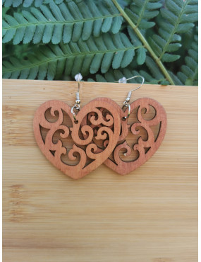 Boucle d'oreille en Bois -...