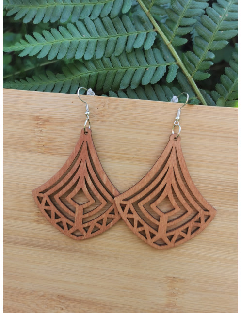 Boucle d'oreille en Bois - Motif Goutte