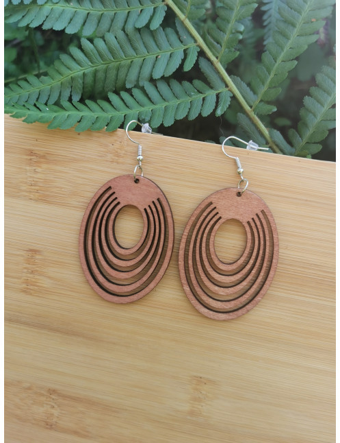 Boucle d'oreille en Bois - Motif Oval